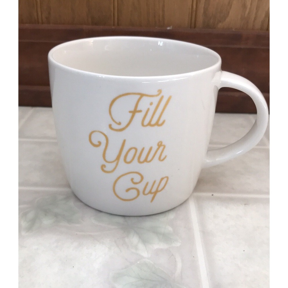 Starbucks White Fill Your Cup in Gold Mug Coffee 2016 16.9 Oz‎